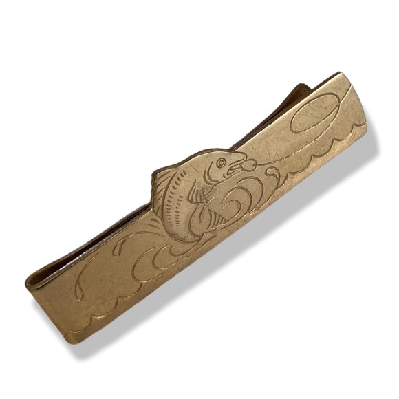 Vintage Mens Money Clip Anson Fish Gold Tone